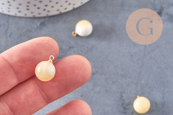 Pendentif goutte rond jade topaze naturel, support doré, création bijoux pierre naturelle, pendentif pierre naturelle, 14mm, x1, G4561