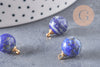 Pendentif goutte rond lapis lazulis, support doré, création bijoux pierre naturelle, pendentif pierre naturelle, 14mm, x1 (G4566)