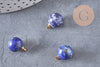 Pendentif goutte rond lapis lazulis, support doré, création bijoux pierre naturelle, pendentif pierre naturelle, 14mm, x1 (G4566)