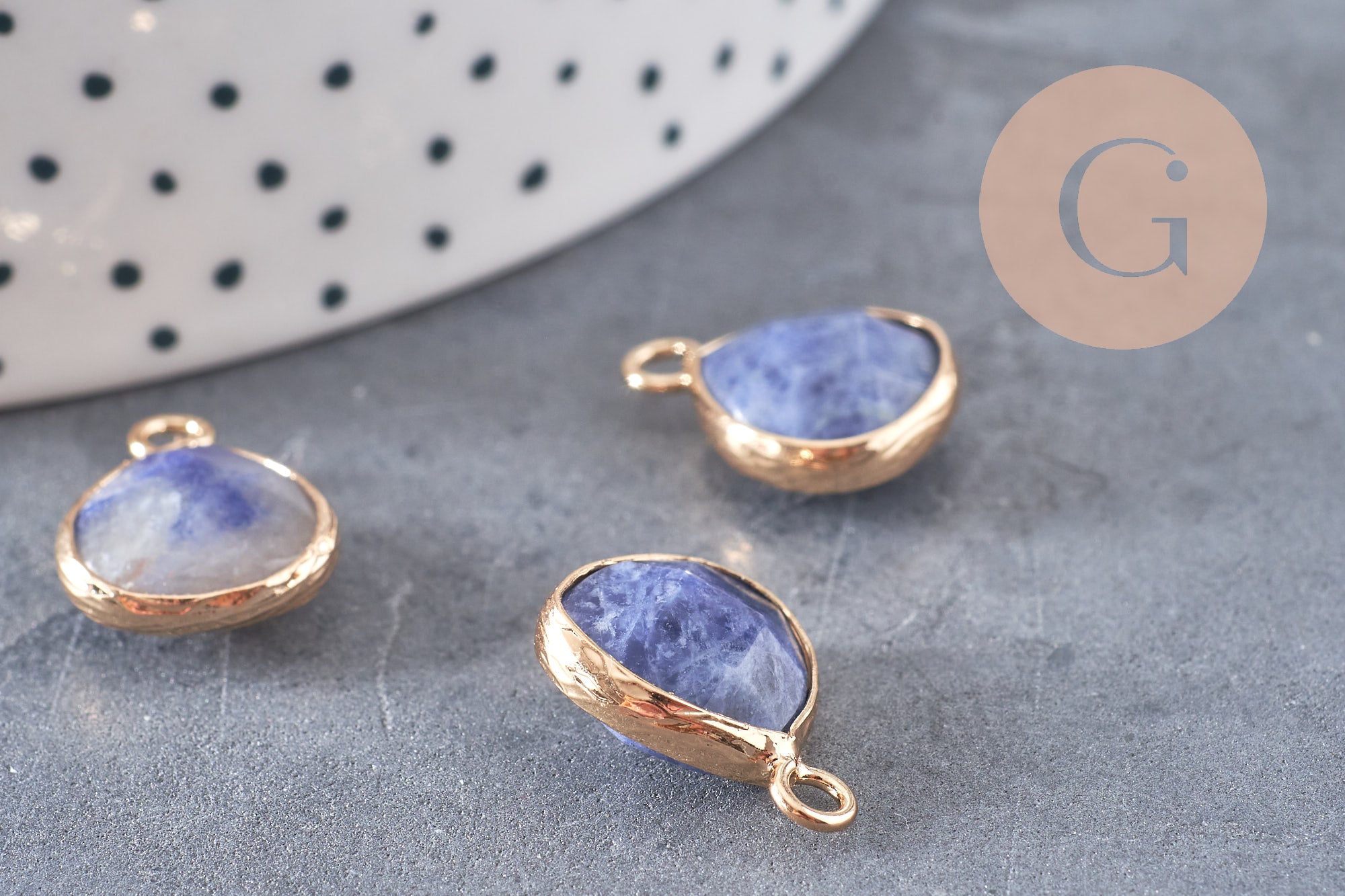 Pendentif goutte sodalite bleue, fournitures créatives,pendentif bijoux, pendentif pierre, sodalite naturelle, 18mm, x1 G0162