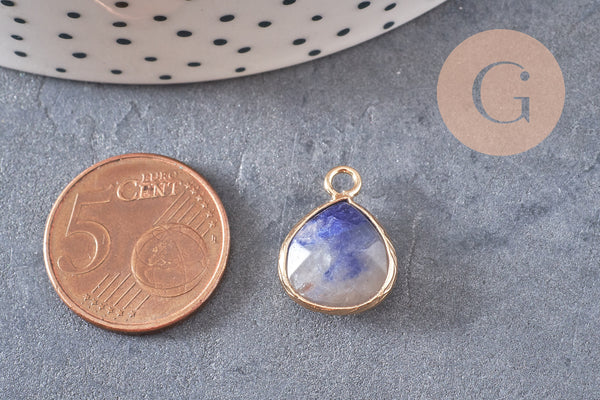 Pendentif goutte sodalite bleue, fournitures créatives,pendentif bijoux, pendentif pierre, sodalite naturelle, 18mm, x1 G0162