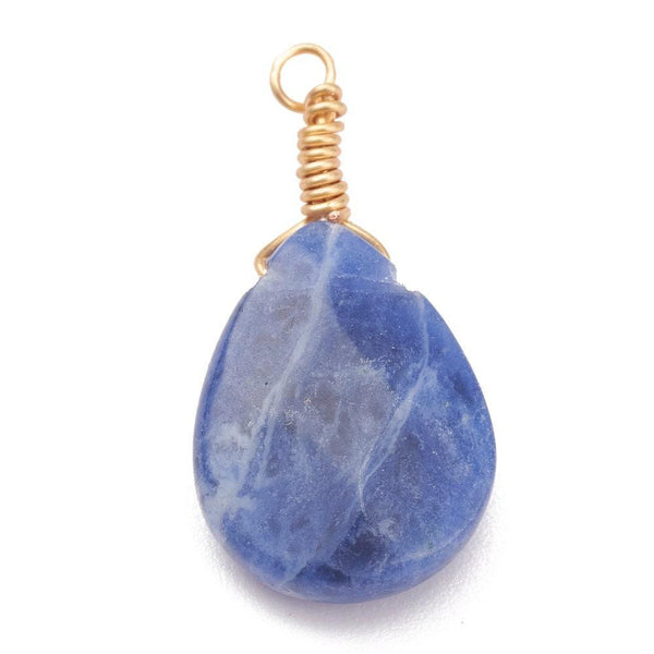 Pendentif goutte sodalite bleue naturelle facettes 25mm,pendentif bijoux, pendentif pierre, x1 (G6242)