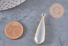 Pendentif goutte verre blanc facettes doré, fournitures créatives, pendentif pierre,verre œil de chat,31mm, x1 G5192