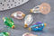 Pendentif goutte verre facetté irisé zamac doré, pendentif doré verre artisanal, 20-21mm, X10 (G5042)