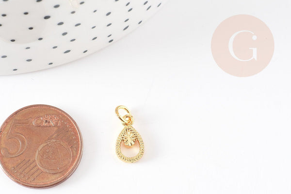 Pendentif goutte zamac doré,fournitures créatives, sans nickel,perle géométrique,10mm, x5 G5459