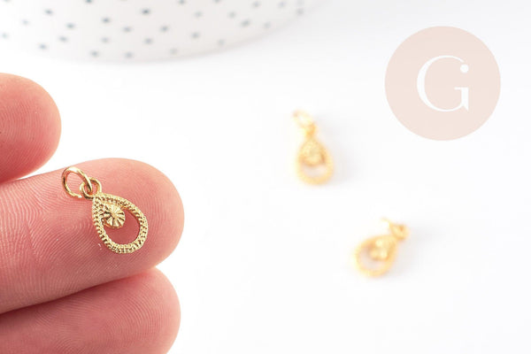 Pendentif goutte zamac doré,fournitures créatives, sans nickel,perle géométrique,10mm, x5 G5459