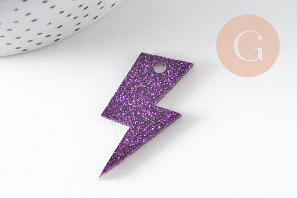 Pendentif grand éclair acrylique 41mm, x2 (G10156) NEW