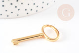 Pendentif grande clef laiton doré 16K 40mm, création de bijou doré clé pour cadenas d'amour, x1 (G5014)