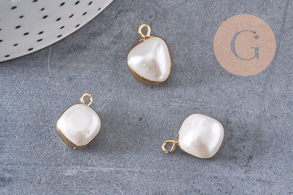 Pendentif grosse perle naturelle Keshi pour création de bijou en perle naturelle blanche et perle eau douce,17-25mm, x1 (G0197)