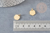 Pendentif hexagone acier doré inoxydable 11.5mm, x1 (G6118)