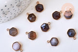 Pendentif hexagone agate naturelle 15mm,pendentif pierre,pendentif collier,pierre naturelle,pendentif agate botswana, x1 G5630
