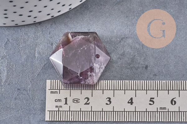 Pendentif hexagone améthyste violette, pendentif pierre, améthyste naturelle, 29mm x1 (G0587)