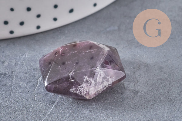 Pendentif hexagone améthyste violette, pendentif pierre, améthyste naturelle, 29mm x1 (G0587)