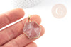 Pendentif hexagone améthyste violette, pendentif pierre,support doré ou argenté, 33mm, x1 (G3104)