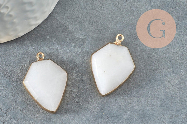 Pendentif hexagone jade blanc,Pendentif bijoux,pierre jade blanc,pierre naturelle,pendentif jade, jade naturel,30mm, x1 G1619