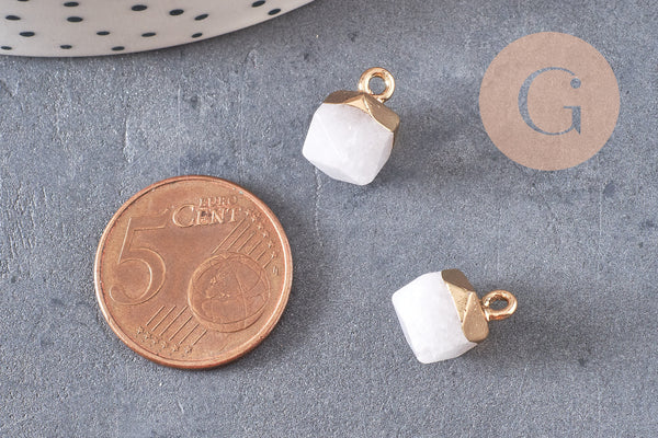 Pendentif hexagone jade blanc,Pendentif pour bijoux, pendentif pierre,pendentif collier,pendentif jade, jade naturel,12mm, x1 G4544