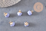 Pendentif hexagone jade bleu 11mm,pendentif pierre jade naturel pour création bijoux, x2 G2192
