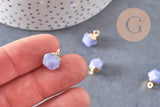 Pendentif hexagone jade bleu 11mm,pendentif pierre jade naturel pour création bijoux, x2 G2192