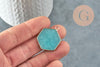 Pendentif hexagone jade bleu turquoise,pendentif pierre,support doré,pierre naturelle,bijou pierre, jade naturel,30-31mm, x1 G5419