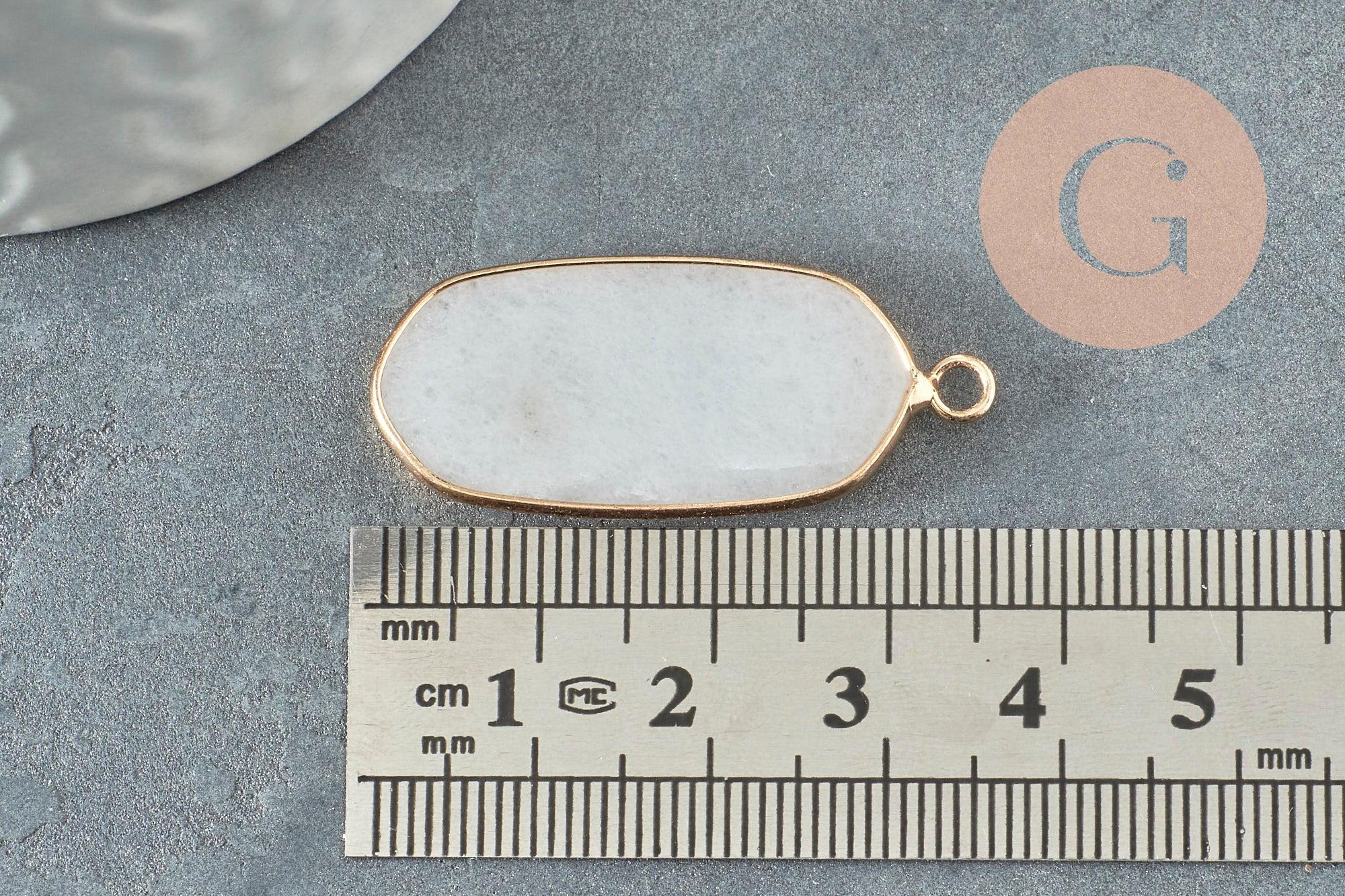 Pendentif hexagone jade naturel blanc 37mm,Pendentif pour bijoux pierre,pendentif collier,pendentif jade, jade naturel, x1 G2393