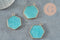 Pendentif hexagone jade naturel bleu turquoise 30-31mm, x1 (G5419)