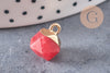 Pendentif hexagone jade naturel rouge 11mm,pendentif pierre,jade naturel,pendentif jade géométrique, x1-G0553