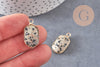 Pendentif hexagone jaspe dalmatien naturel 25mm, x1 (G1866)