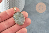 Pendentif hexagone labradorite naturelle 30mm, x1 (G1473)