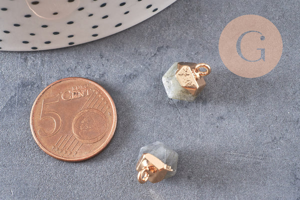 Pendentif hexagone labradorite11mm,pendentif pierre lapis labradorite naturel pour création bijoux x1 G0971