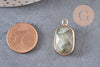 Pendentif hexagone labradorite,pendentif pierre, support doré,création bijou, pierre naturelle,bijou pierre, labradorite naturell,25mm-G1871