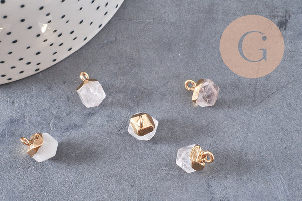 Pendentif hexagone quartz ,pendentif pierre cristal de roche naturel,pendentif quartz ,11mm, x1 G7866