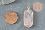 Pendentif hexagone quartz rose naturel 37mm, x1 (G2819)