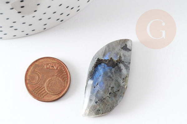 Pendentif labradorite, support argenté, pierre labradorite naturelle, 21-43mm, x1 (G2338)