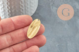 Pendentif laiton brut feuille ovale 32mm, breloques laiton brut sans nickel pour creation pendentif bijoux géométrique, X2 (G4875)