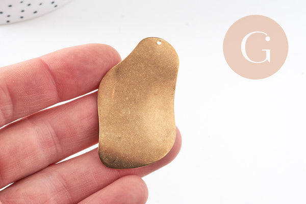 Pendentif laiton doré , fournitures pour bijoux, breloques laiton brut ,sans nickel, géométrique,58mm, x1 (G1628)