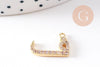 Pendentif lettre arabe cristal blanc laiton doré 18K 15-18mm, x1 (G10494)