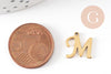 Pendentif lettre initiale M majuscule acier inoxydable 201 doré PVD 12mm, x1 (G9381)