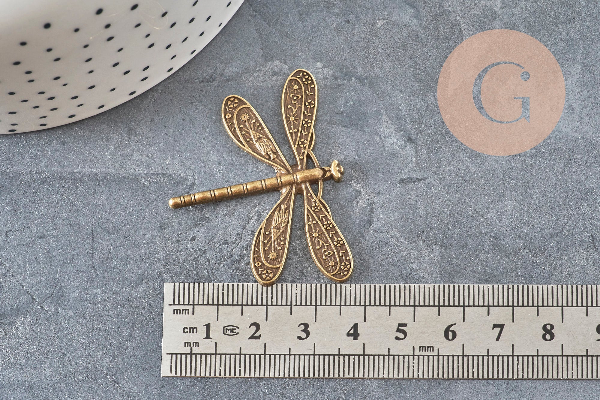 Pendentif libellule zamac bronze 38mm, x2 (G11245)