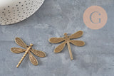 Pendentif libellule zamac bronze 38mm, x2 (G11245)
