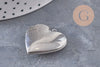 Pendentif locket coeur acier 316 inoxydable platine 29mm, x1 (G10984)