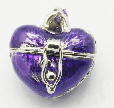 Pendentif locket coeur argenté émaillé, bijoux de grossesse, création bijoux argenté, 17.5mm, x1 G5513