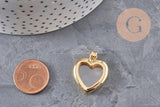 Pendentif locket cœur vitrine laiton doré 16K 26mm (G11141)