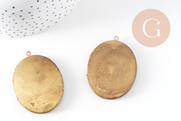 Pendentif locket medaillon laiton brut, fournitures créatives, médaillon Vintage, création collier, fournitures laiton brut,48mm-G1284