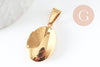 Pendentif locket ovale acier 304 inoxydable doré IP 18K 24mm, x1 (G9466)