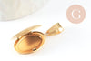 Pendentif locket ovale acier 316 inoxydable doré IP 18K 24mm, x1 (G9466)