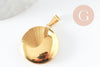 Pendentif locket rond acier 316 inoxydable doré IP 18K 23mm, x1 (G9461)