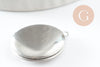 Pendentif locket rond acier 316 inoxydable platine 23mm, x1 (G9531)