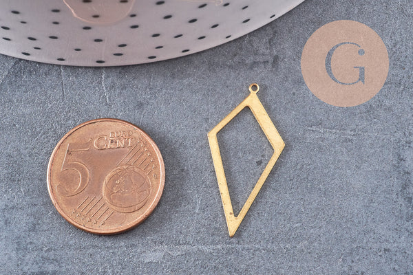 Pendentif losange laiton brut géométrique 28mm, x2 (G10932)