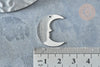 Pendentif lune acier 201 inoxydable platine 24mm, x1 G7603