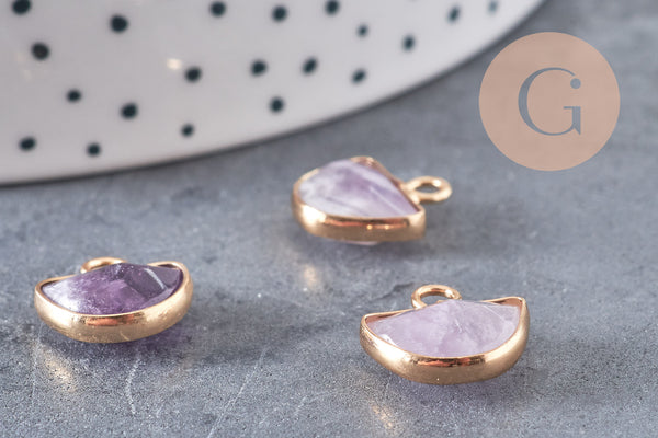 Pendentif lune améthyste,pendentif bijoux,pendentif pierre, pierre naturelle,amethyste naturelle,pendentif pierre,13.5mm x1 -G6309